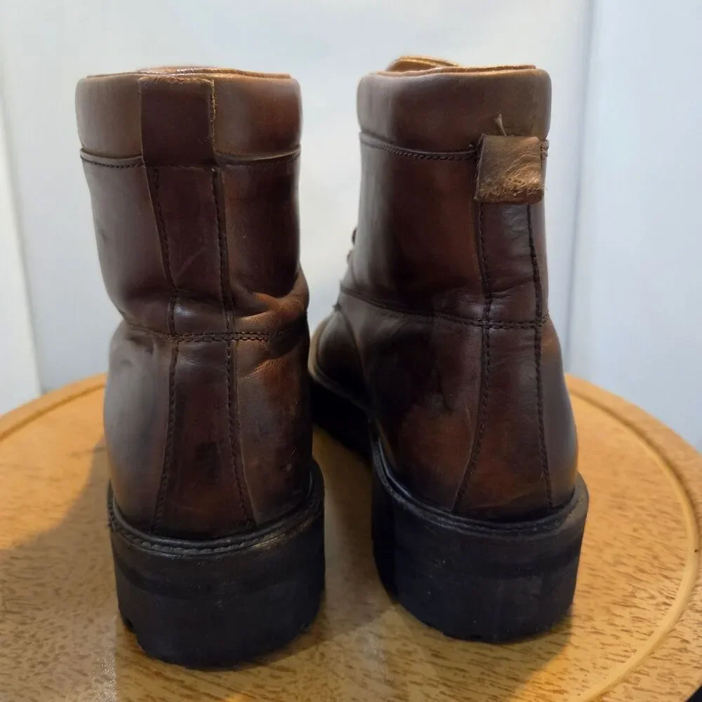 Vintage Cole Haan Country Boots 8.5 M Brown Leather Vibram Lug Sole Hiking